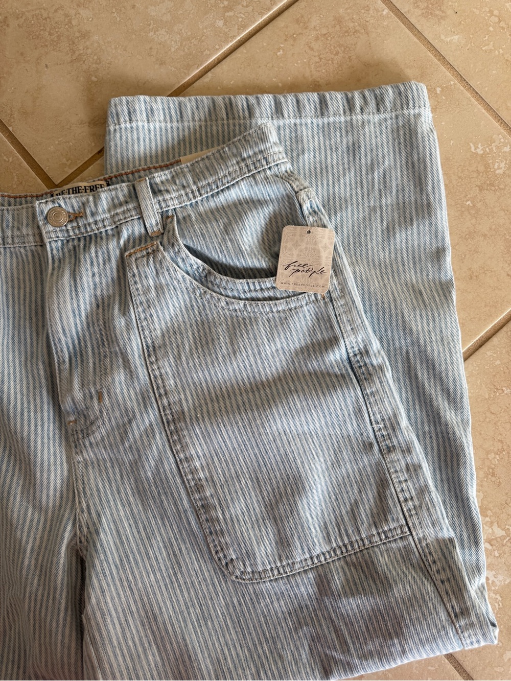 We the Free NWT piper mid-rise wide leg crop railroad jeans pants 29 - Picture 7 of 8